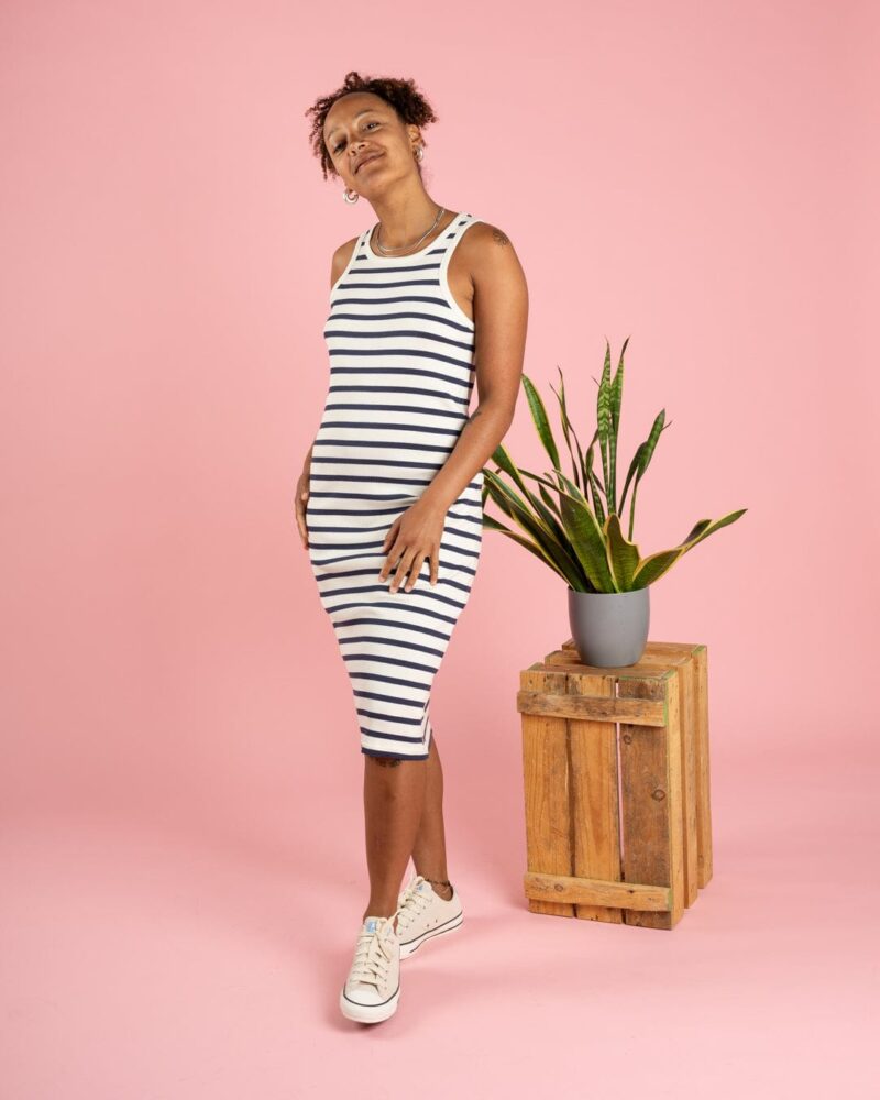 Sintess Women’s Blue & White Midi Dress - Image 4