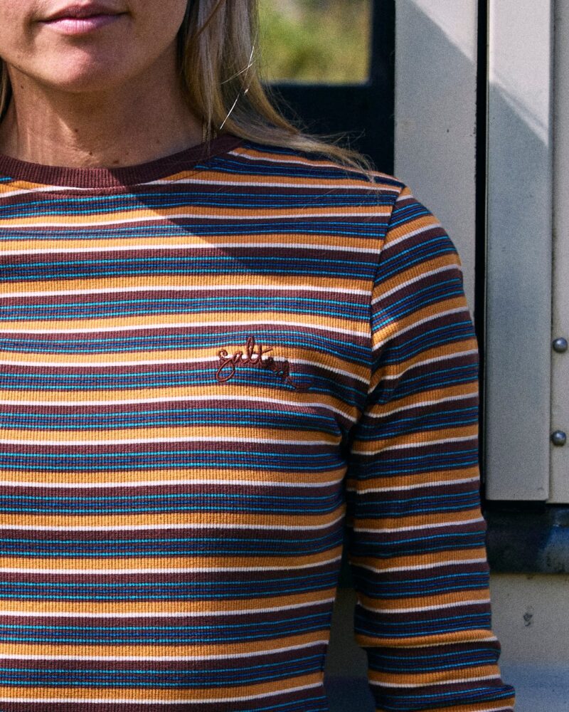 Sintess Women’s Yellow Striped Long Sleeve Top - Image 9